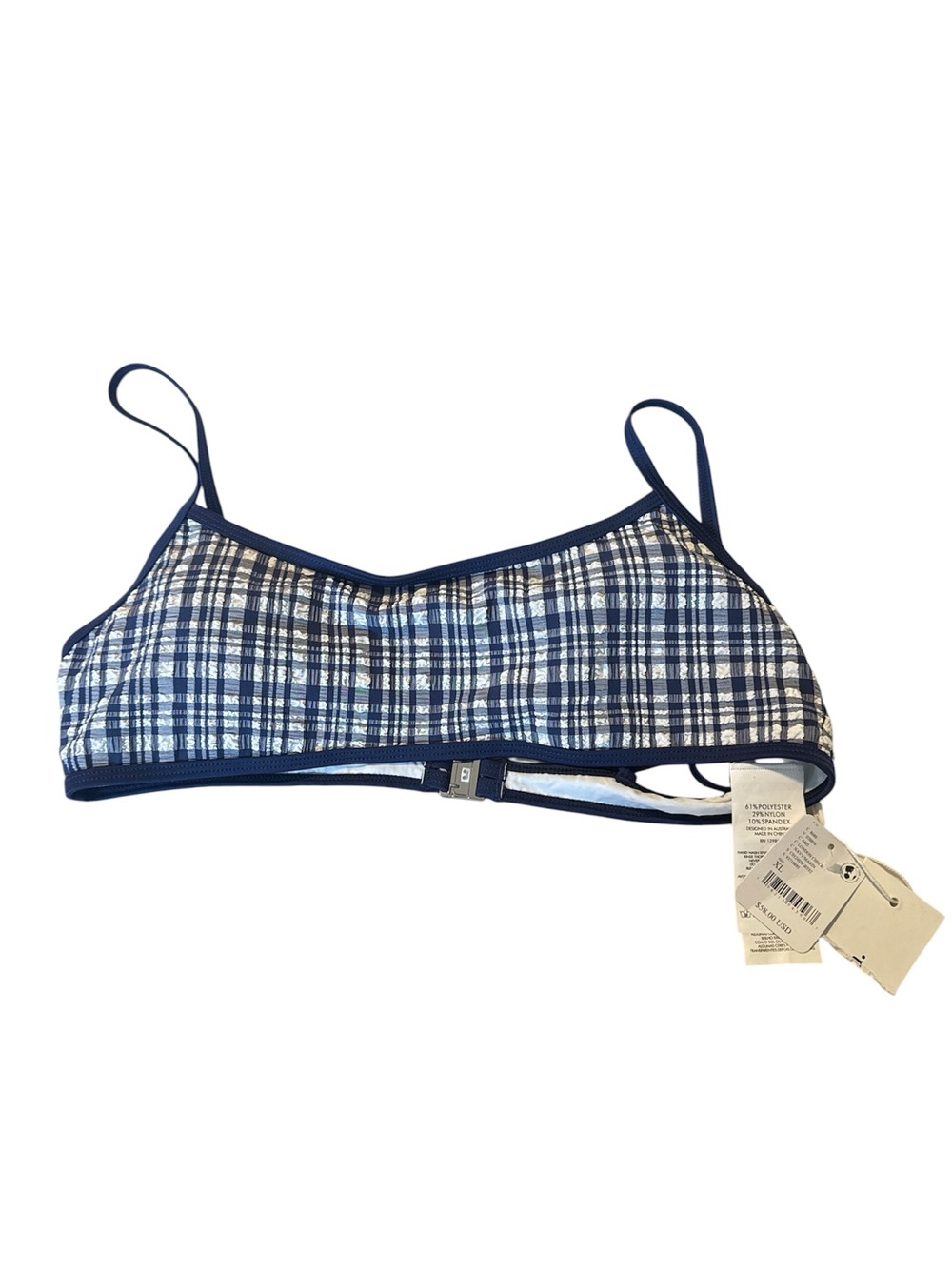 RHYTHM- LONDON CHECK CROP TOP - NAVY